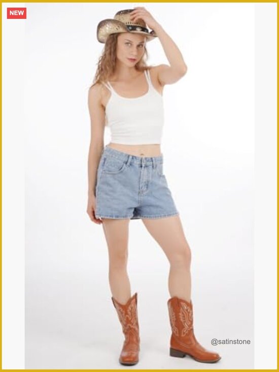Straw Cowboy Hat with Shapeable Brim, Wide Brim Sun Hat for Women